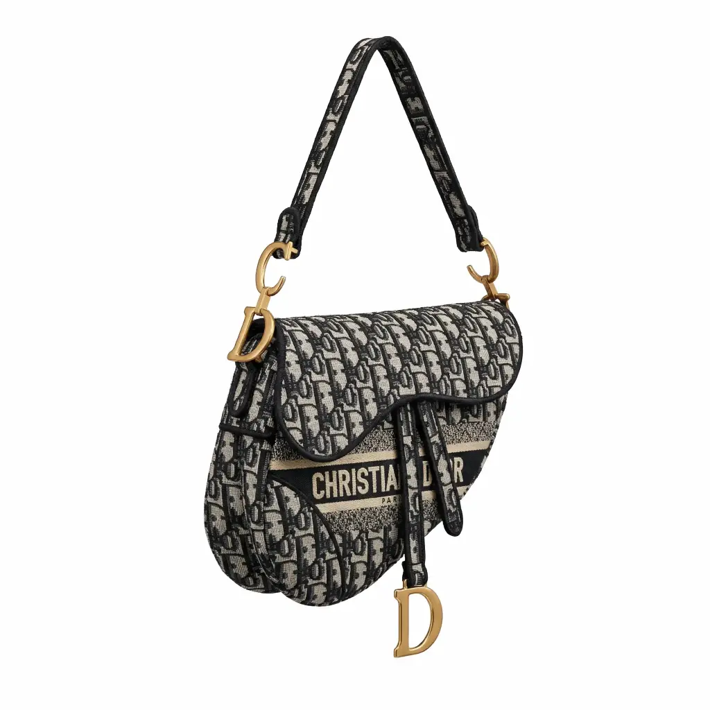 Bolso Saddle Bordado Oblique (Inspiración Dior) Negro 06.webp