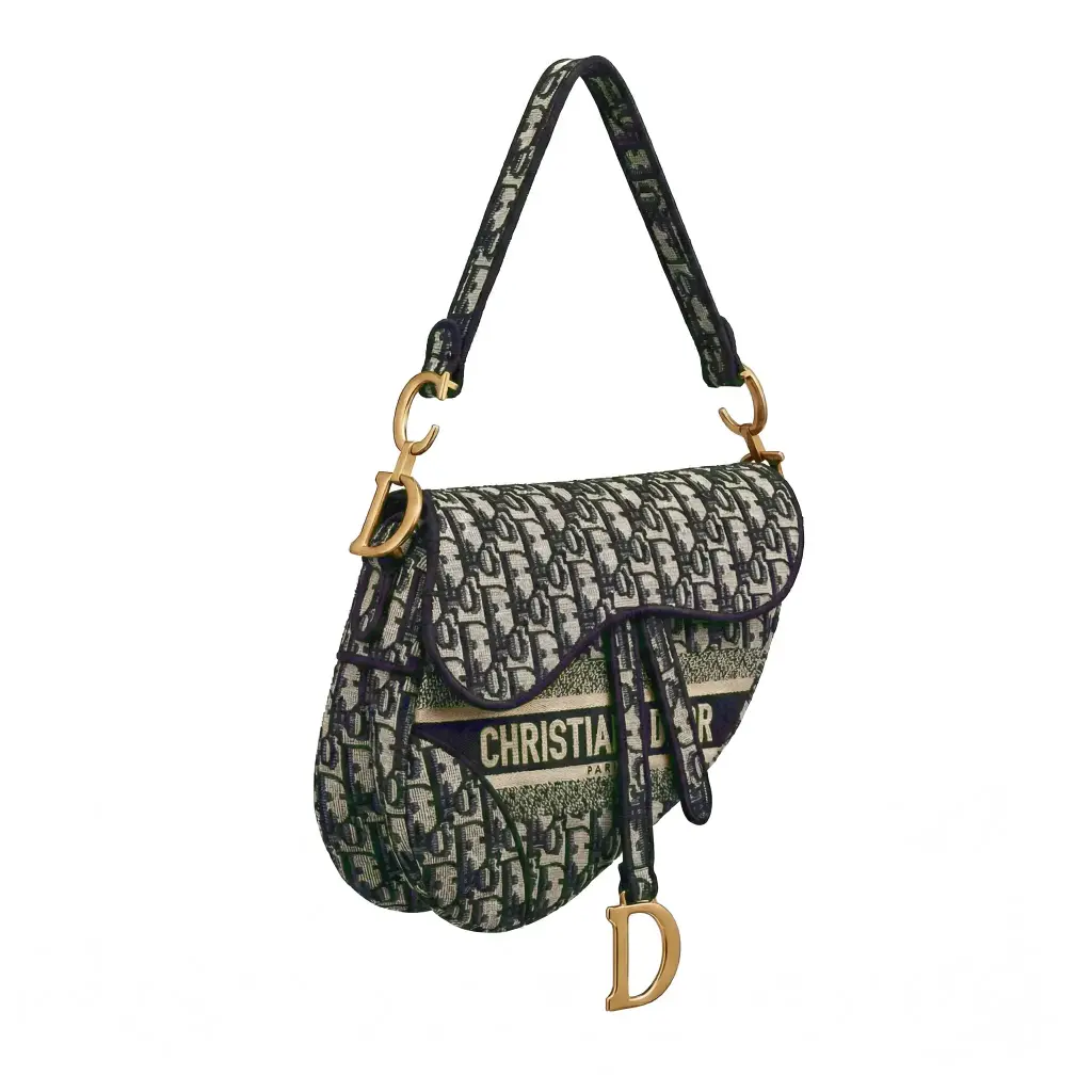 Bolso Saddle Bordado Oblique (Inspiración Dior) Azul 02.webp