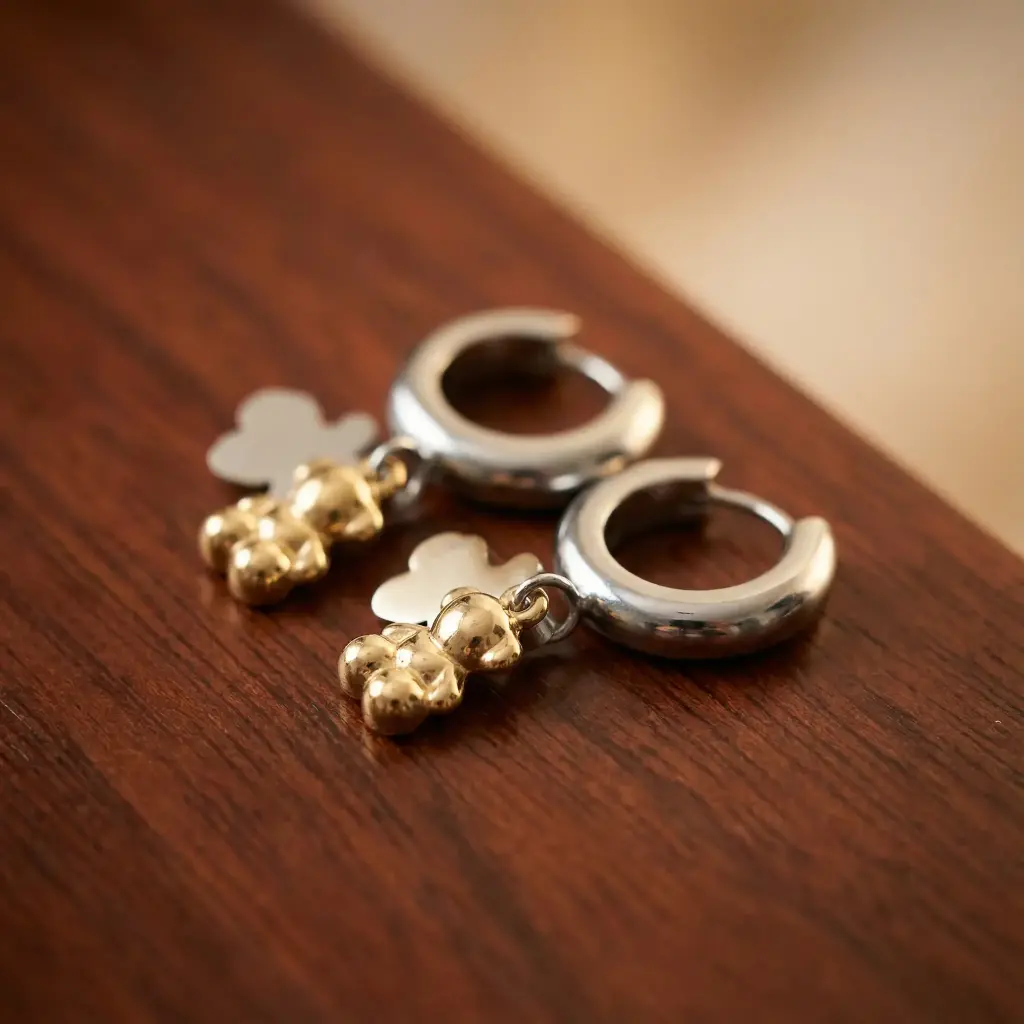 Pendientes de aro con osos (Inspiración Tous)01 copia.webp