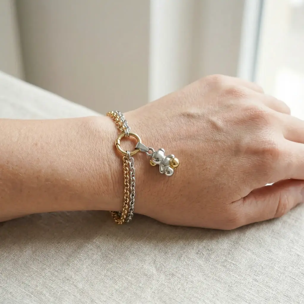 Pulsera de acero inoxidable de color dorado oso (Inspiración Tous)03 copia.webp