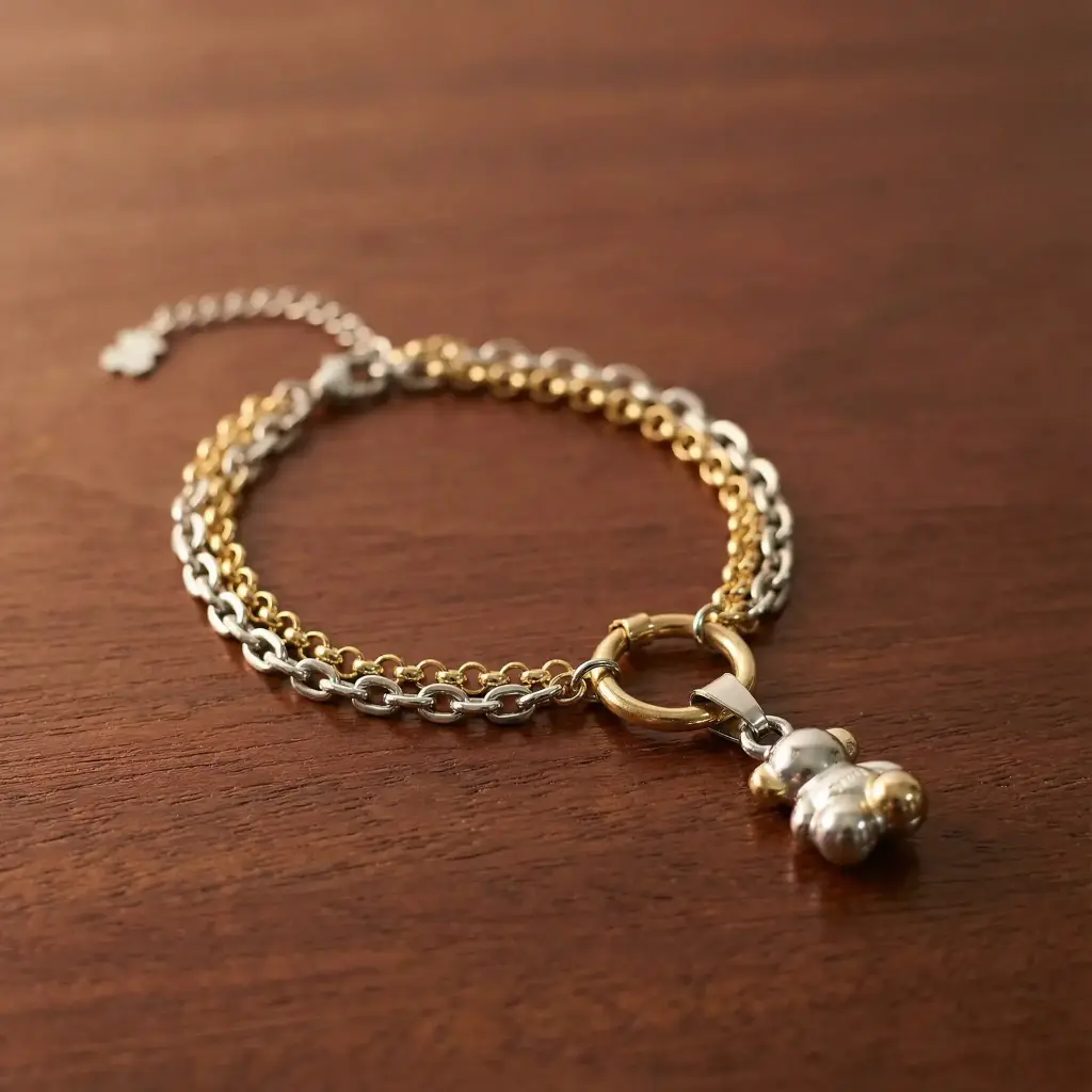 Pulsera de acero inoxidable de color dorado oso (Inspiración Tous)01 copia.webp