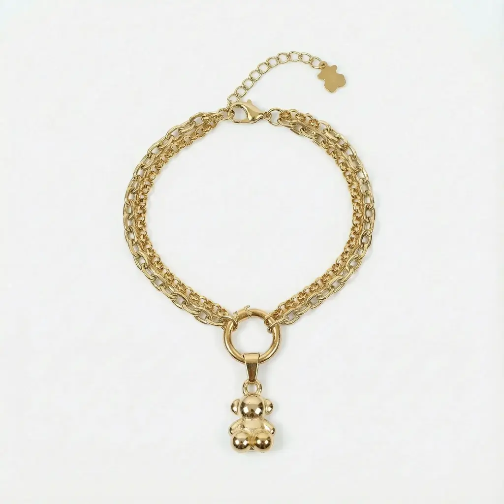 Pulsera de acero inoxidable de color dorado oso (Inspiración Tous) DORADO copia.webp