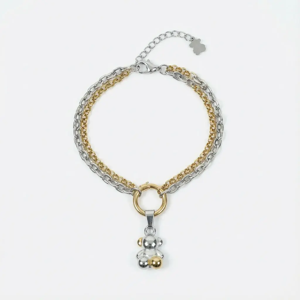 Pulsera de acero inoxidable de color dorado oso (Inspiración Tous)08 copia.webp