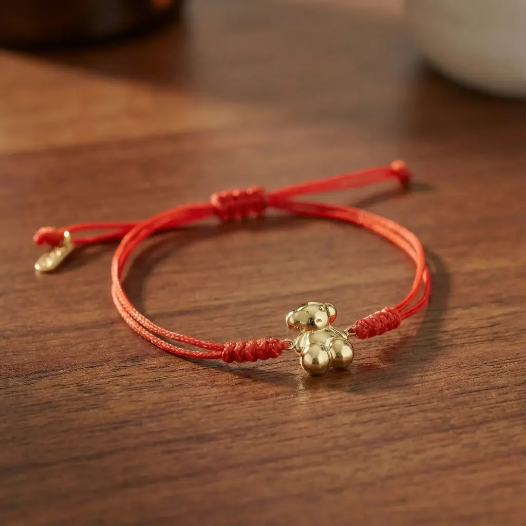 Pulsera de cordón rojo con un colgante de oso (Inspiración Tous) 01 copia.webp