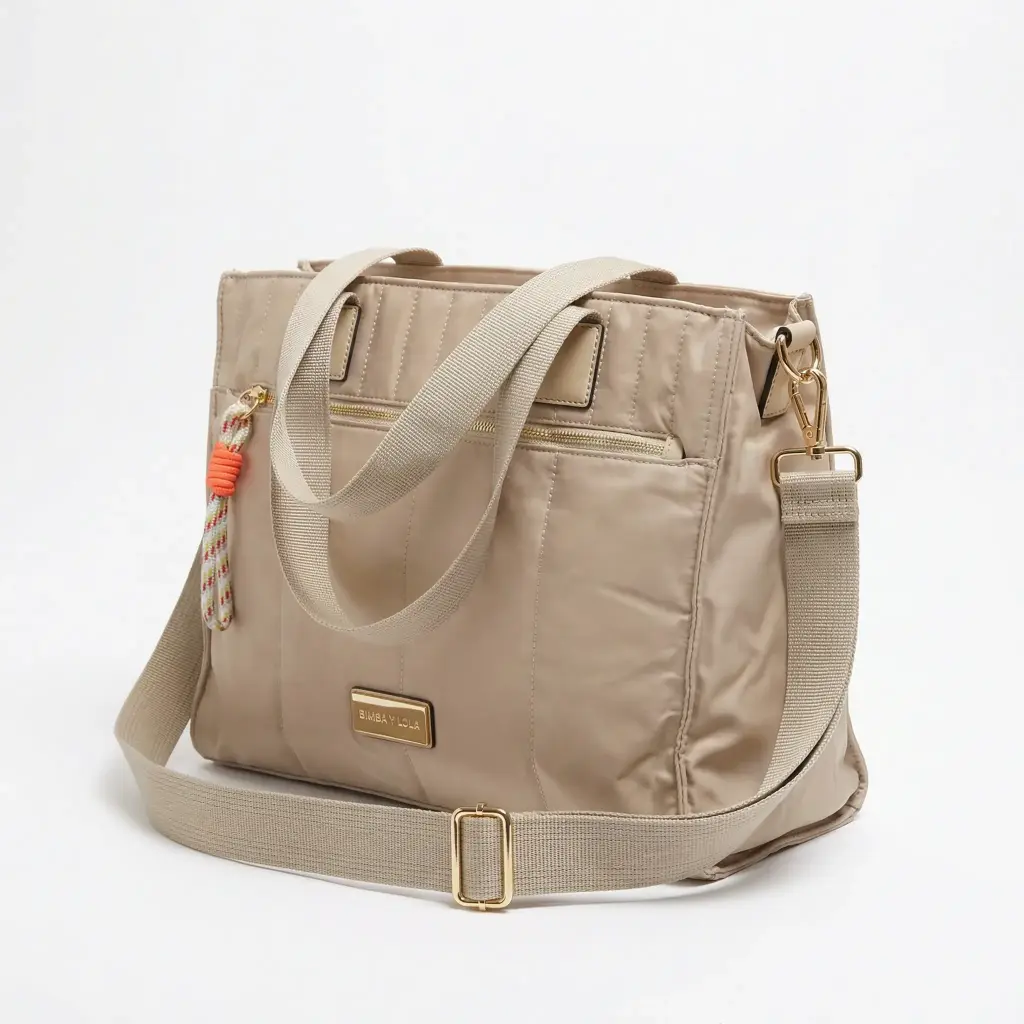 Bolso Shopper acolchado taupe color (Inspiración Bimba y Lola) Beige 06.webp