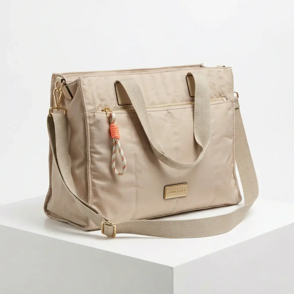 Bolso Shopper acolchado taupe color (Inspiración Bimba y Lola) Beige 07.webp