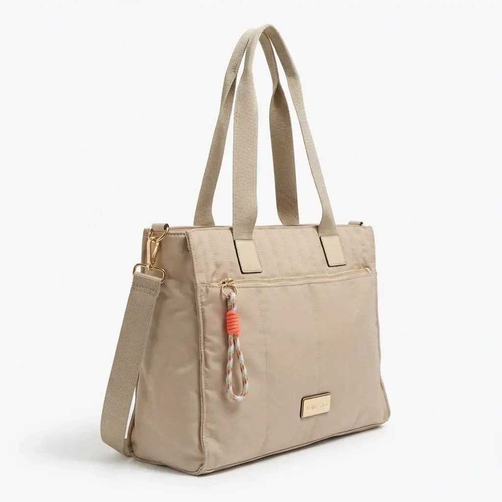Bolso Shopper acolchado taupe color (Inspiración Bimba y Lola) Beige 02.webp