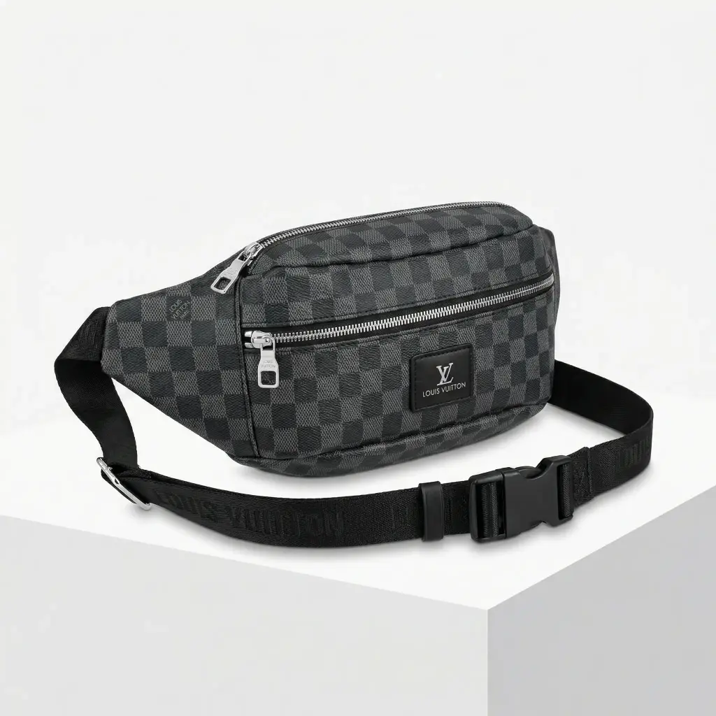 Riñonera Lona Damier (Inspiración Louis Vuitton) Negro 04.webp