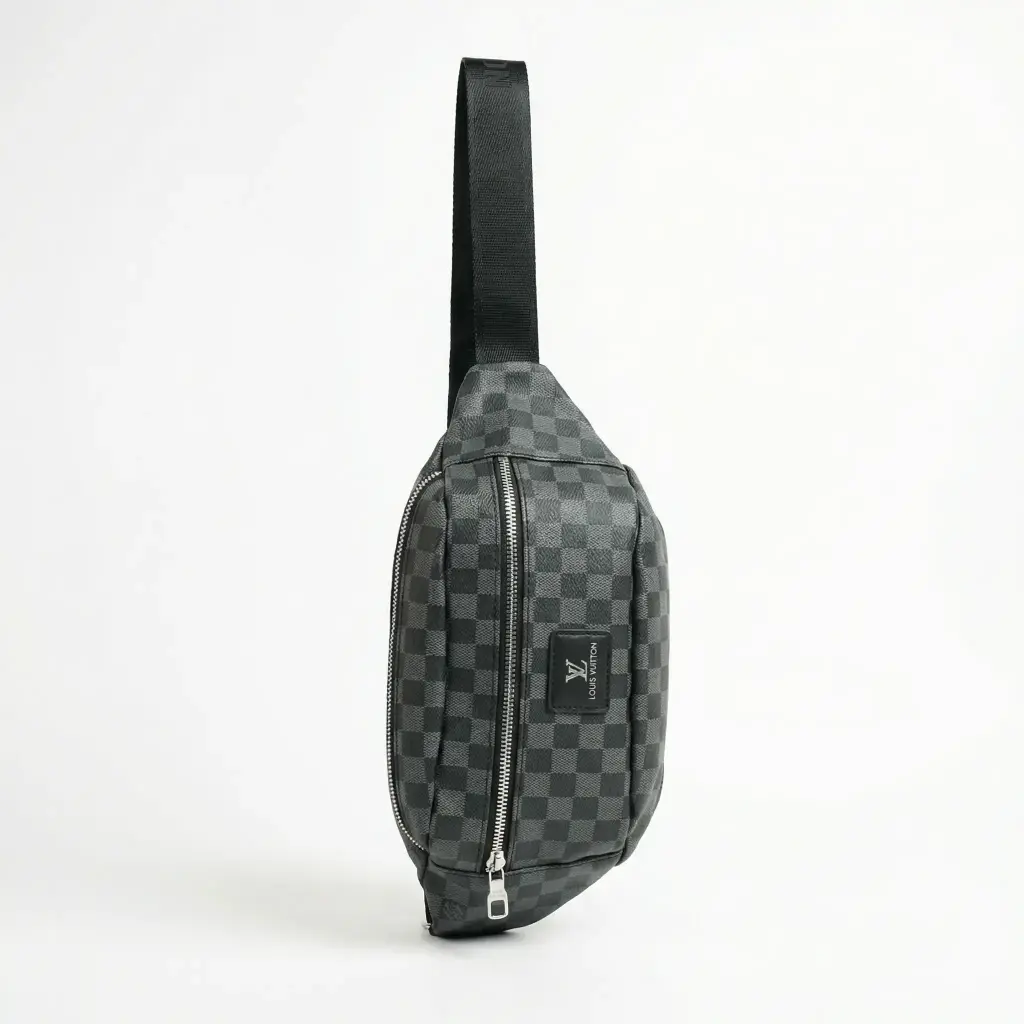 Riñonera Lona Damier (Inspiración Louis Vuitton) Negro 01.webp