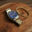 Reloj y pulsera color azul y dorado (Inspiración Rolex) 05.webp