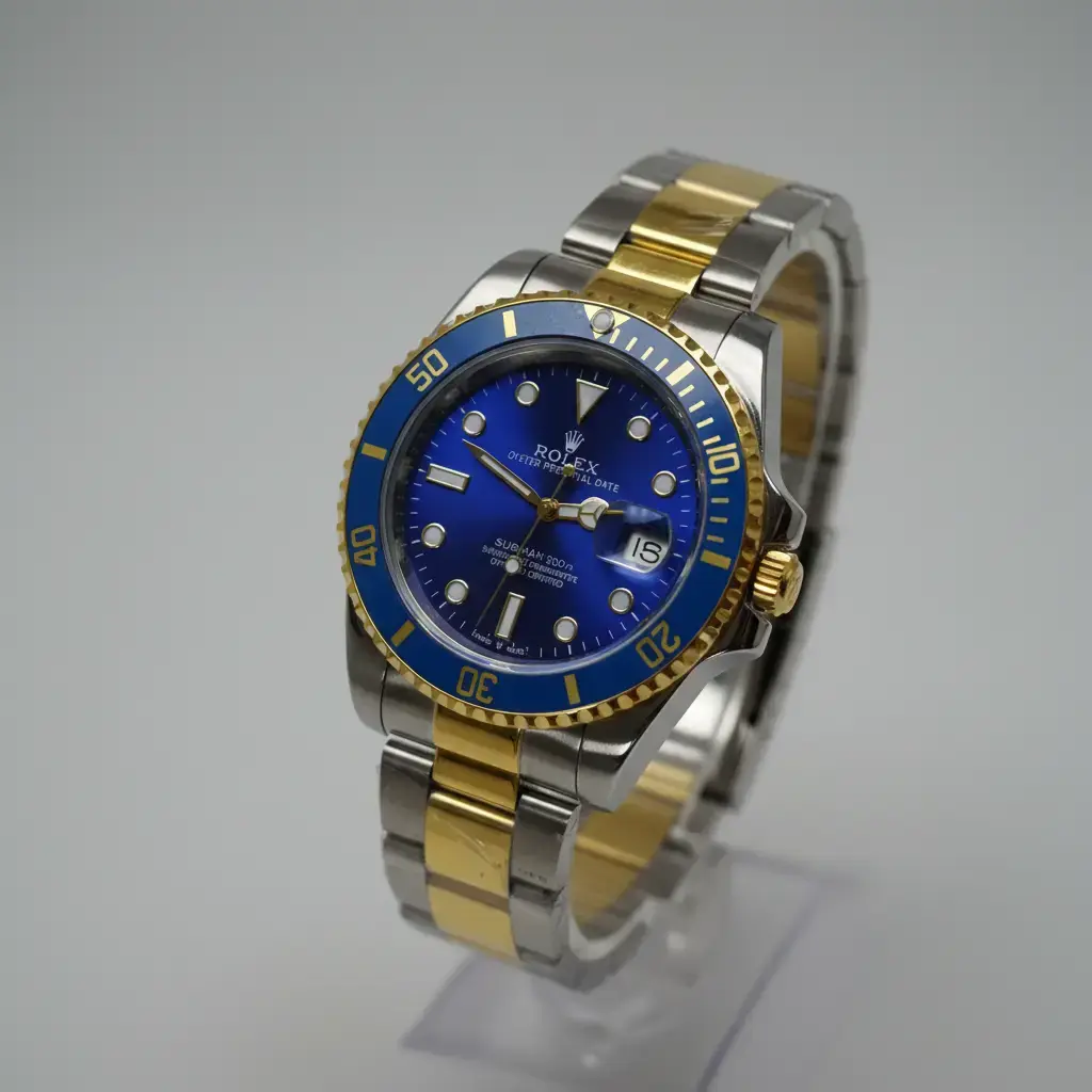 Reloj y pulsera color azul y dorado (Inspiración Rolex) 02.webp