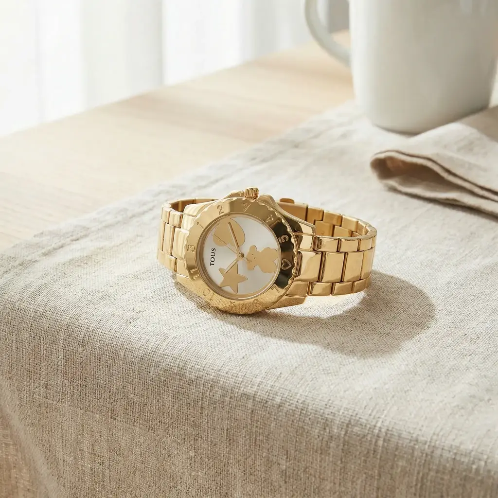 Reloj analógico Motif dorado (Inspiración Tous) 04.webp