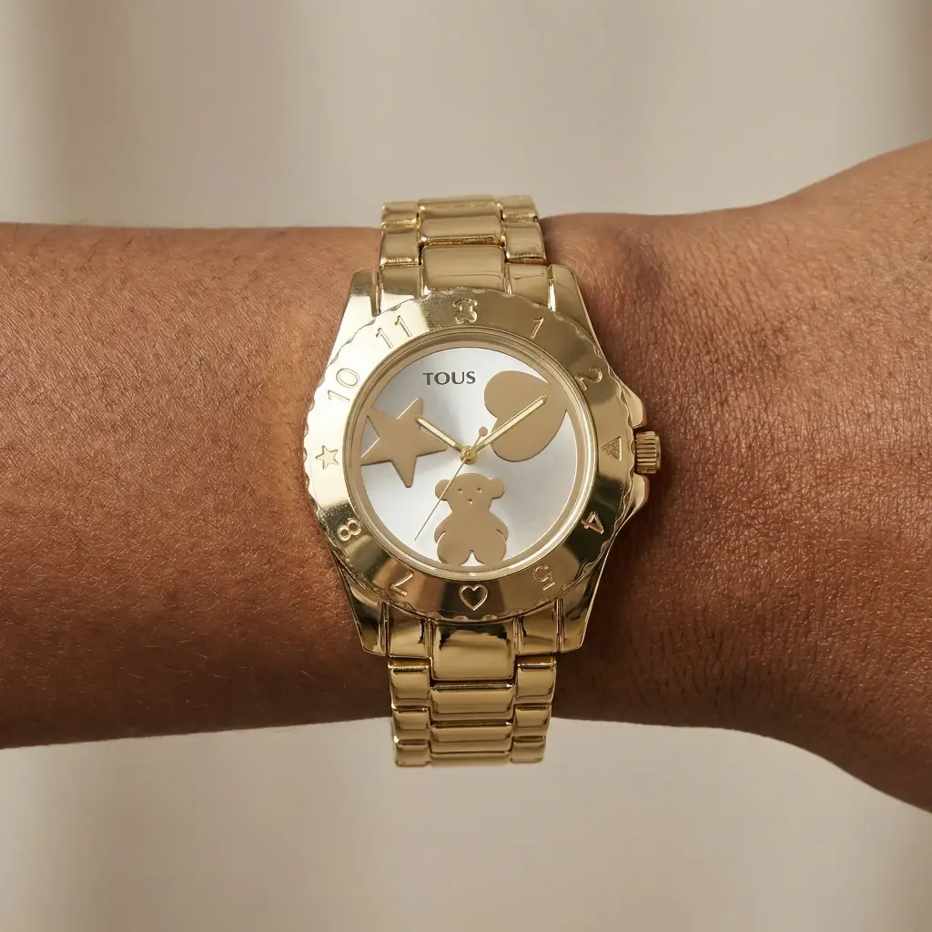 Reloj analógico Motif dorado (Inspiración Tous) 06.webp