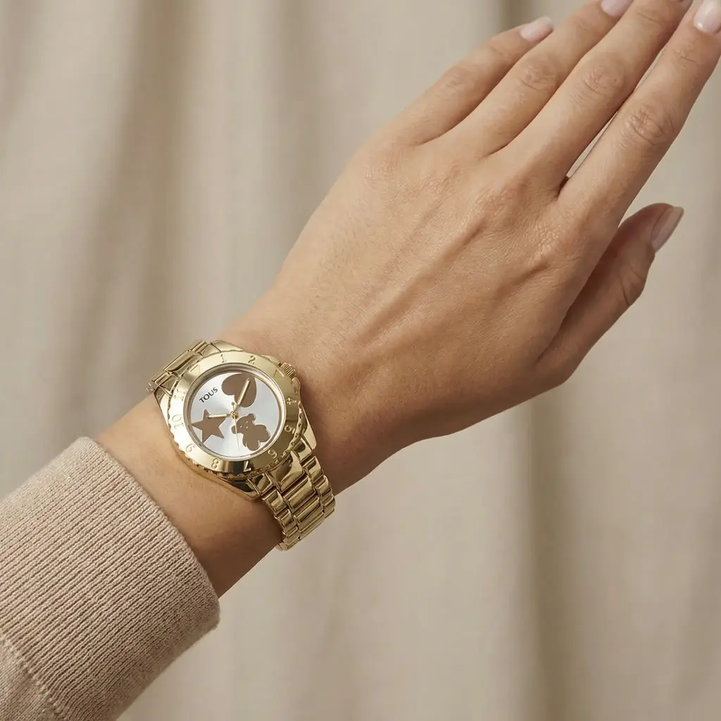 Reloj analógico Motif dorado (Inspiración Tous) 07.webp