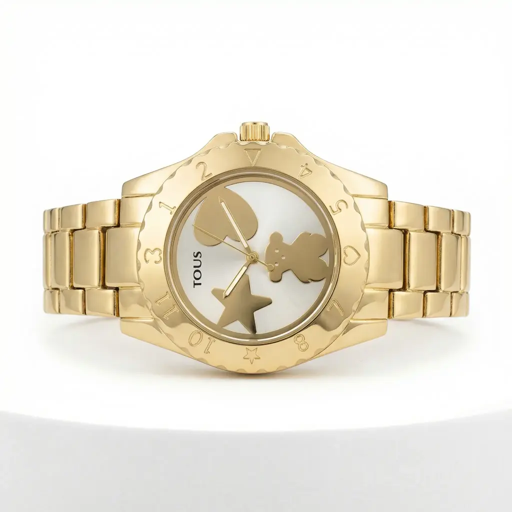 Reloj analógico Motif dorado (Inspiración Tous) 02.webp