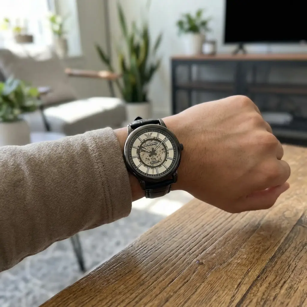 Reloj Hombre Mecanico Esqueleto Negro(Inspiración Emporio Armani) 06.webp