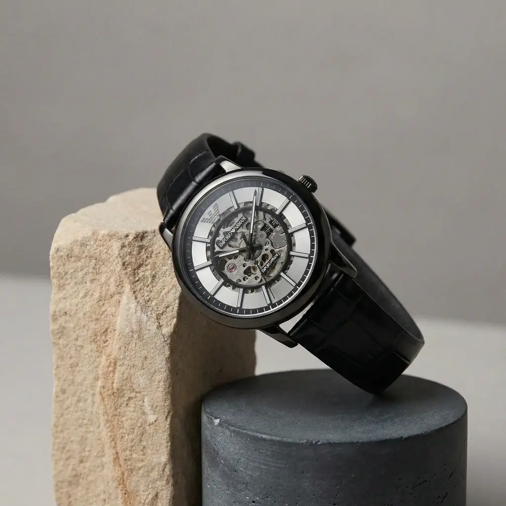 Reloj Hombre Mecanico Esqueleto Negro(Inspiración Emporio Armani) 01.webp