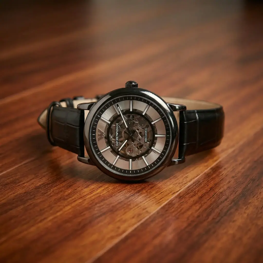 Reloj Hombre Mecanico Esqueleto Negro(Inspiración Emporio Armani) 03.webp