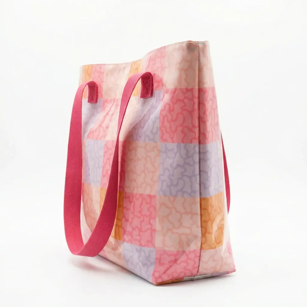 Bolso playa plastificado grande multicolor Rosa Fucsia 03.webp