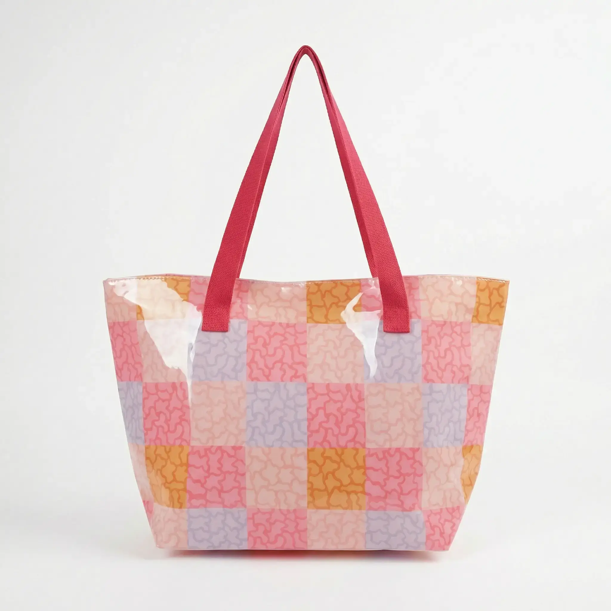 Bolso playa plastificado grande multicolor Rosa Fucsia 02.webp