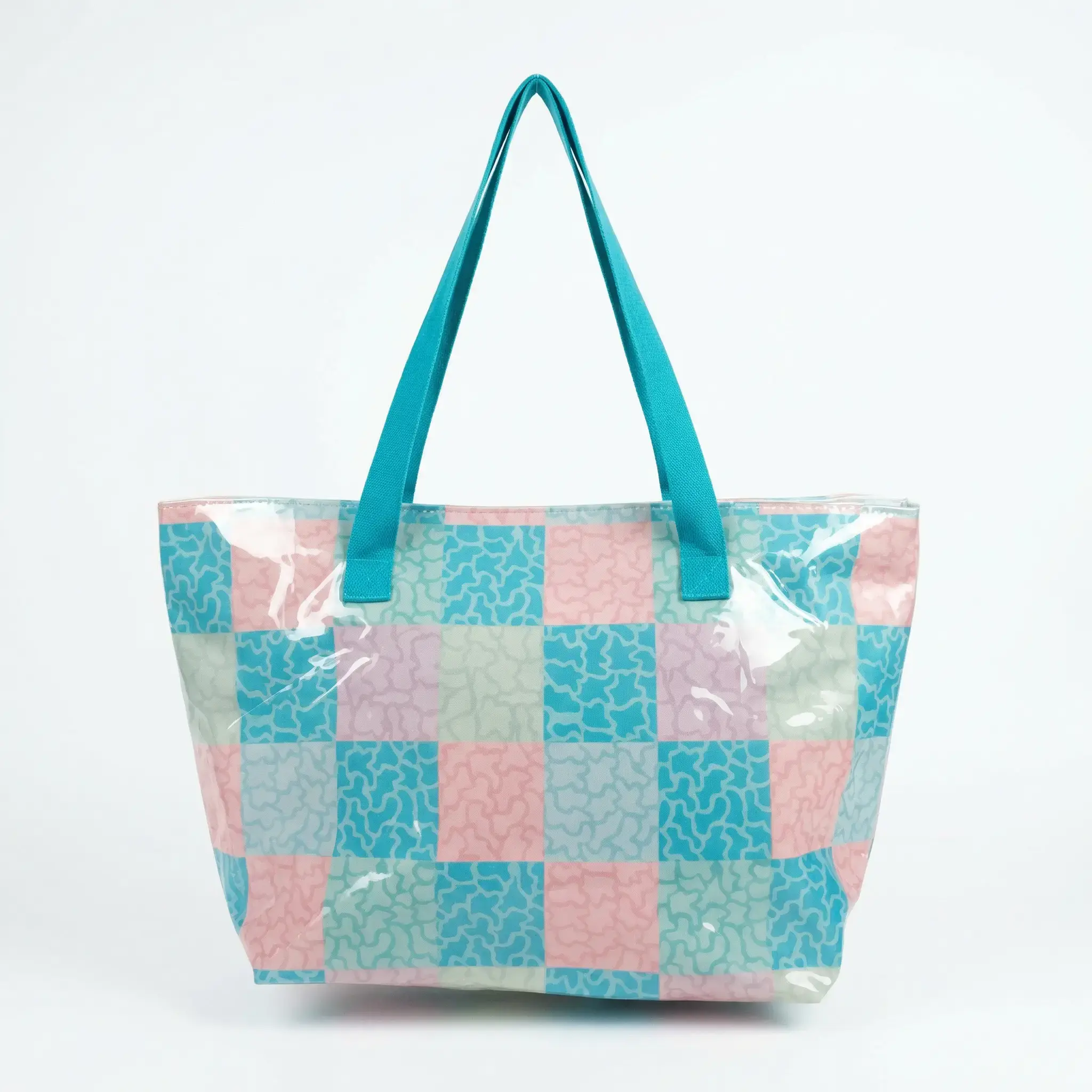 Bolso playa plastificado grande multicolor azul claro 3.webp