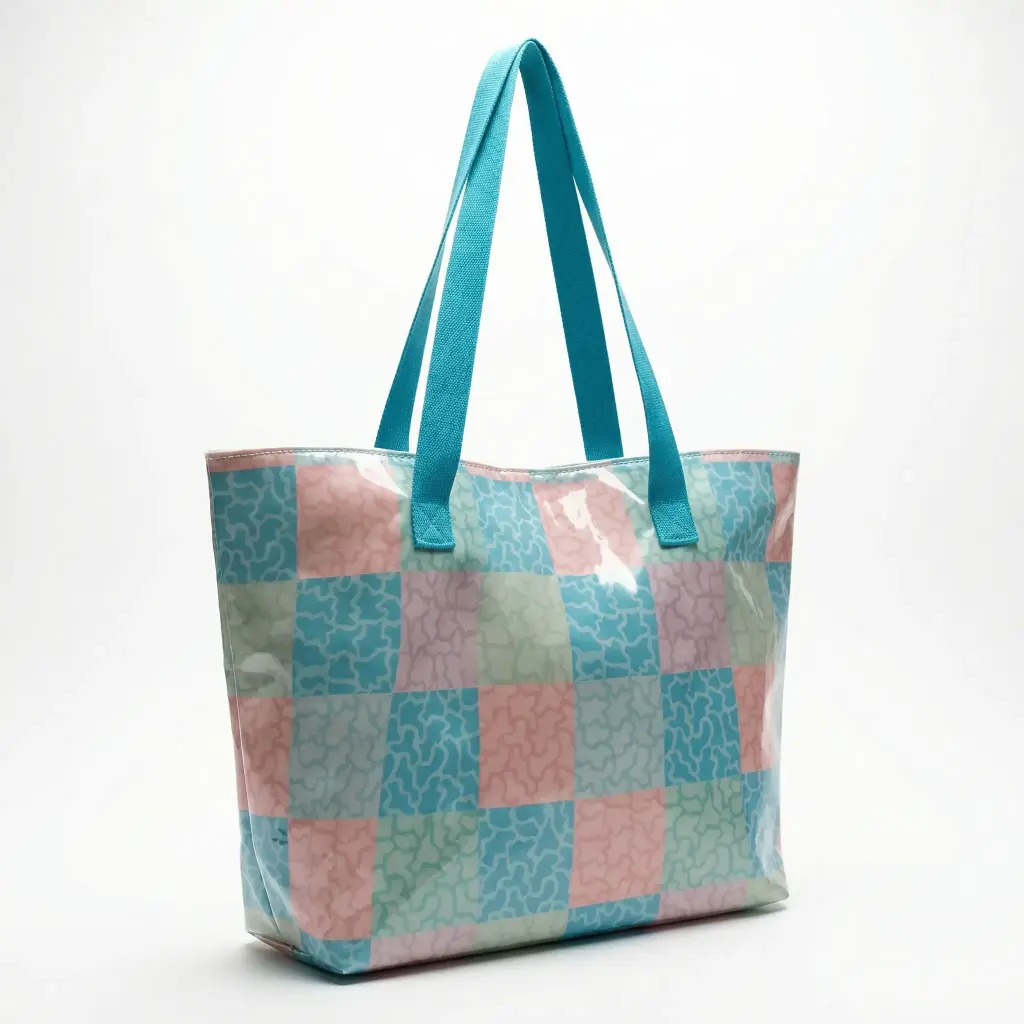 Bolso playa plastificado grande multicolor azul claro 01.webp