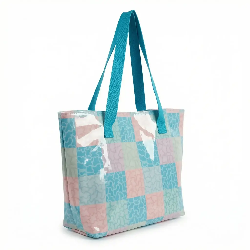 Bolso playa plastificado grande multicolor azul claro 02.webp