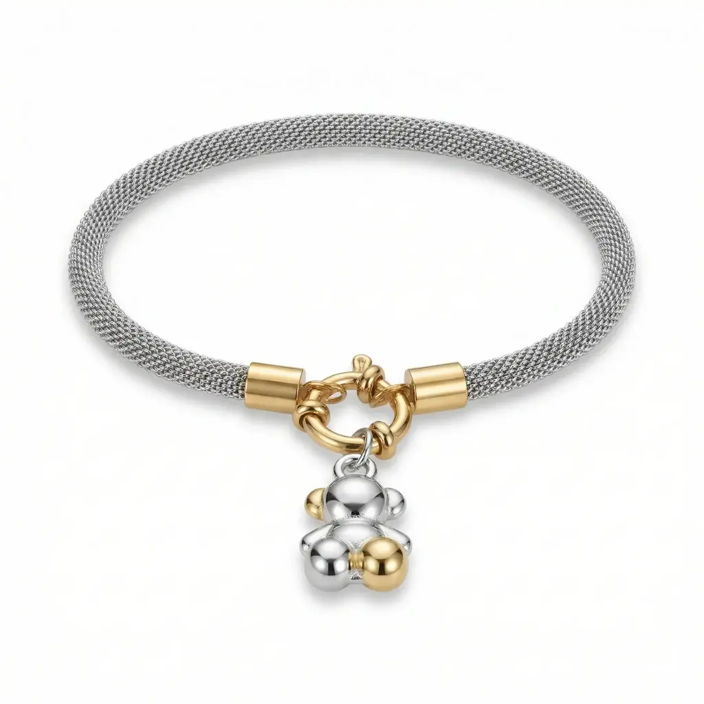 Pulsera Icon Mesh oso (inspiración tous) plata 05.webp