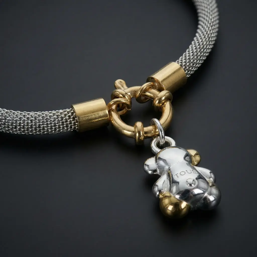 Pulsera Icon Mesh oso (inspiración tous) plata 01.webp