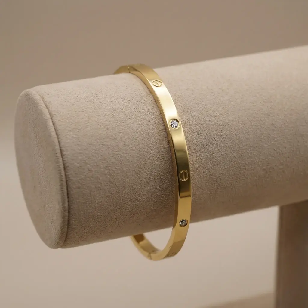 Pulsera estilo cartier motivo de tornillos dorado 06.webp