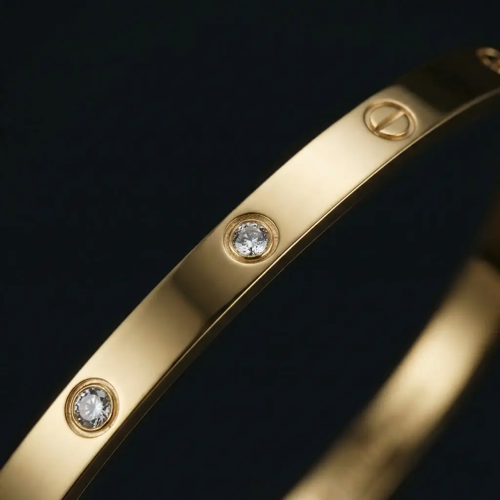 Pulsera estilo cartier motivo de tornillos dorado 02.webp