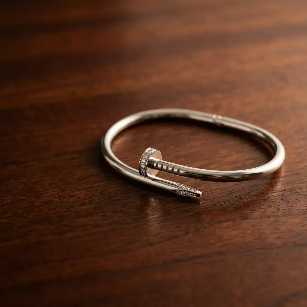 Pulseras cartier forma de clavo circonitas Plata 07.webp