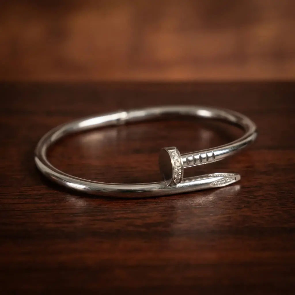 Pulseras cartier forma de clavo circonitas Plata 09.webp