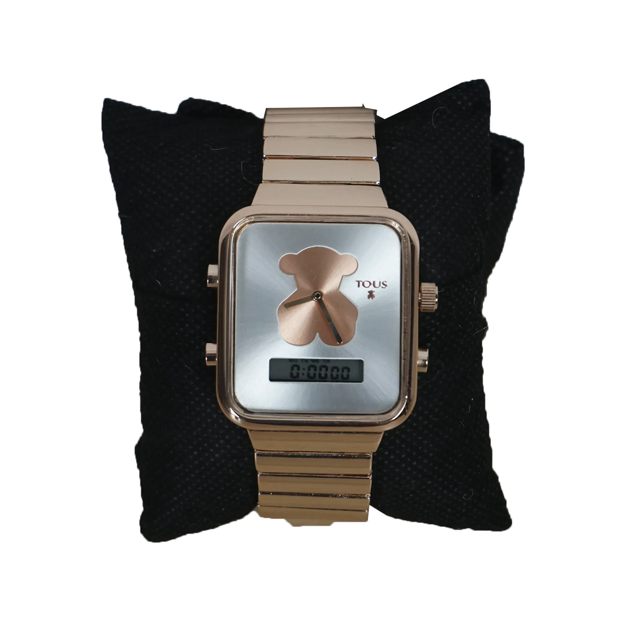 Reloj Analogico y Digital con Oso (Inspiración Tous) Bear - Rosa y Plata 01.webp