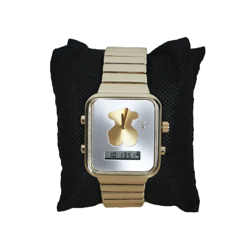 Reloj Analogico y Digital con Oso (Inspiración Tous) Bear - Dorado y Plata 01.webp