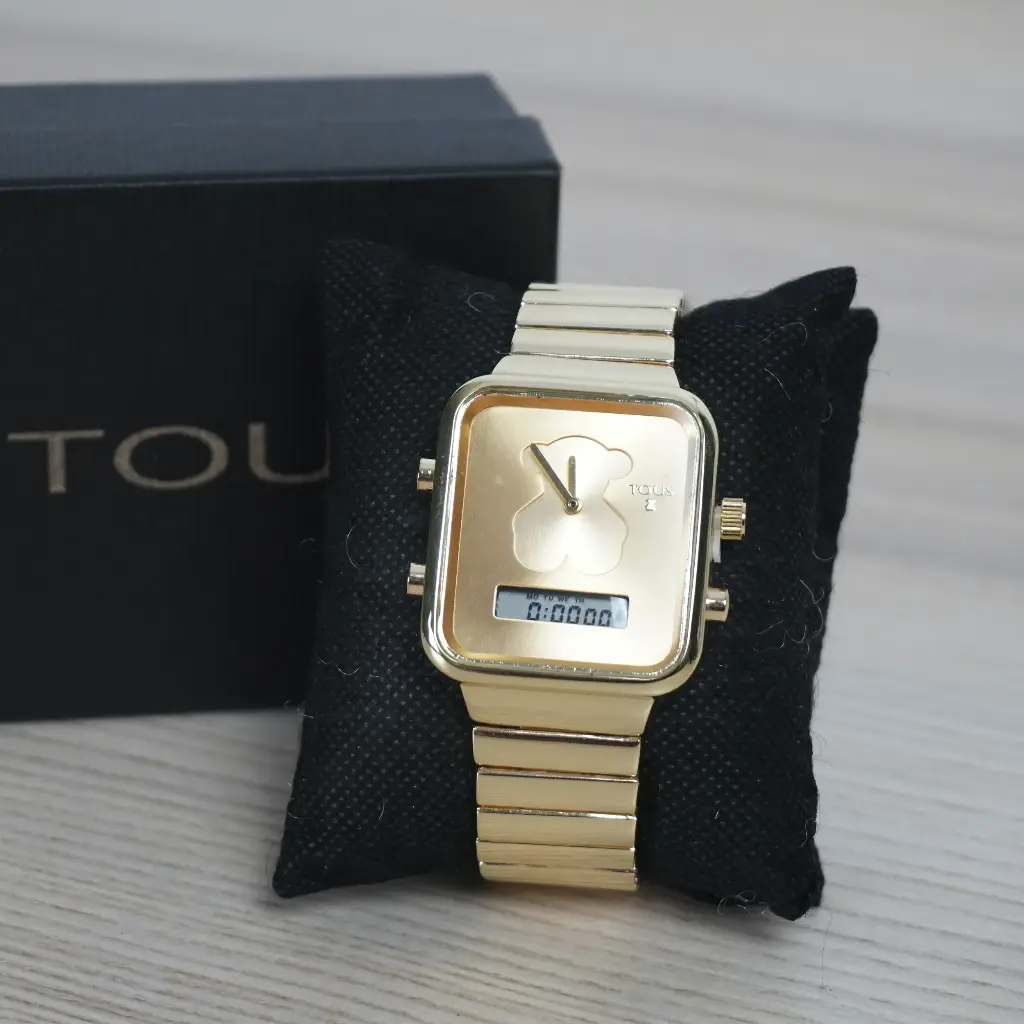 Reloj Analogico y Digital con Oso (Inspiración Tous) Bear - Dorado 02.webp