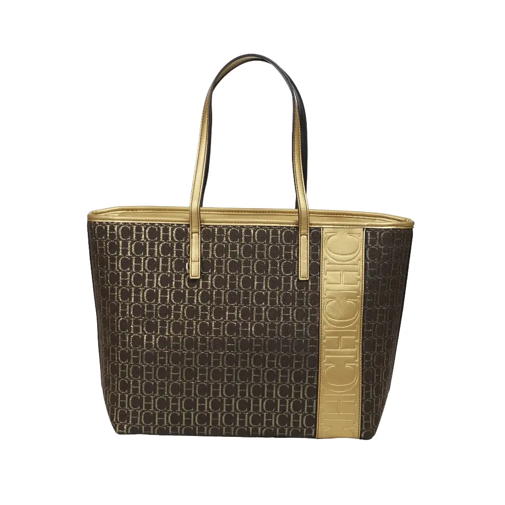 Bolso Tote Monogram mediano (Inspiración Carolina Herrera) Dorado 02.webp