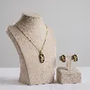 Conjunto colgante y pendientes espinelas negras Camille (Inspiración Tous) 02.webp