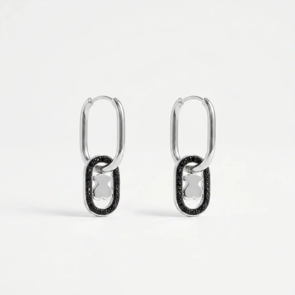 Pendientes con espinelas Negras Camille (Inspiración Tous) 01.webp