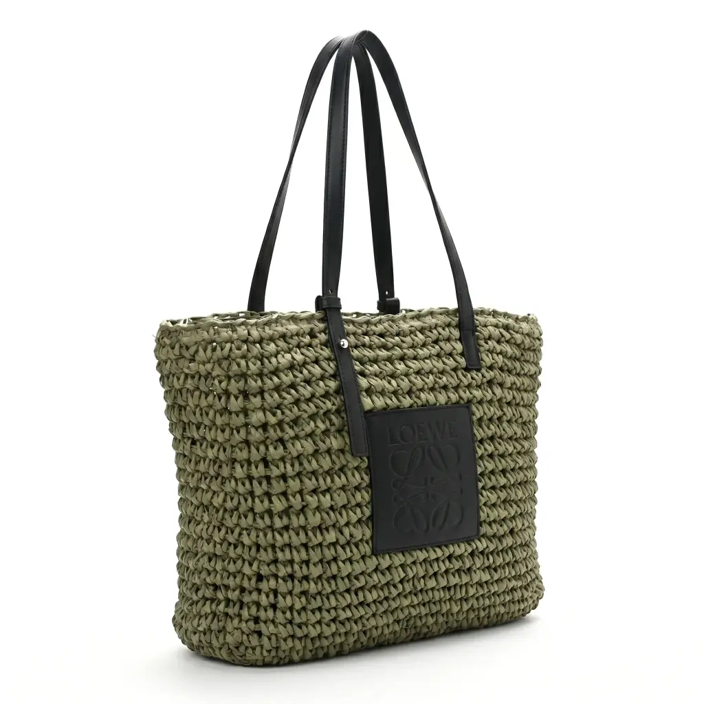Bolso de Rafia Tipo Capazo grande (Inspiración Loewe) Verde 03.webp