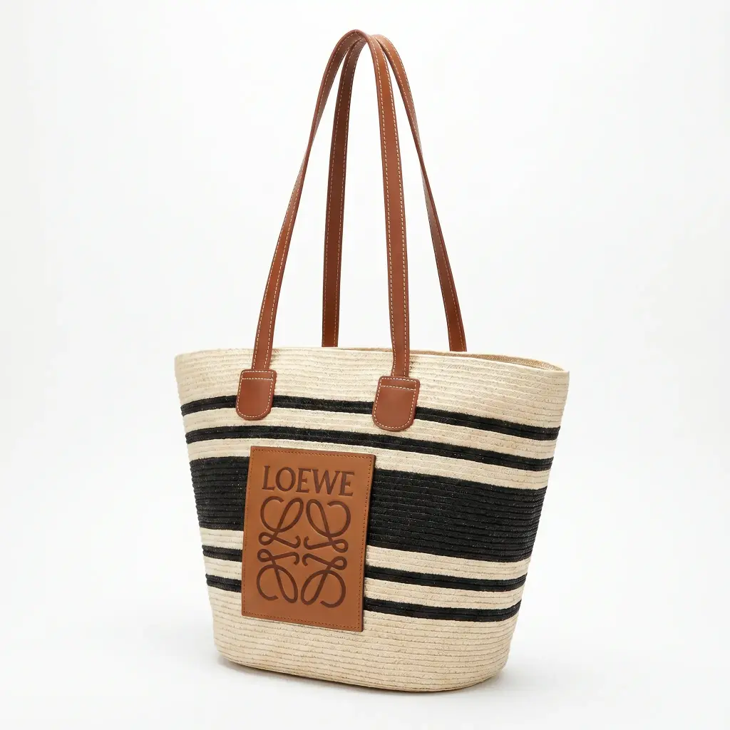 Bolso Cesta Rigida Mediano (Inspiración Loewe) Color Blanco y Negro 05.webp
