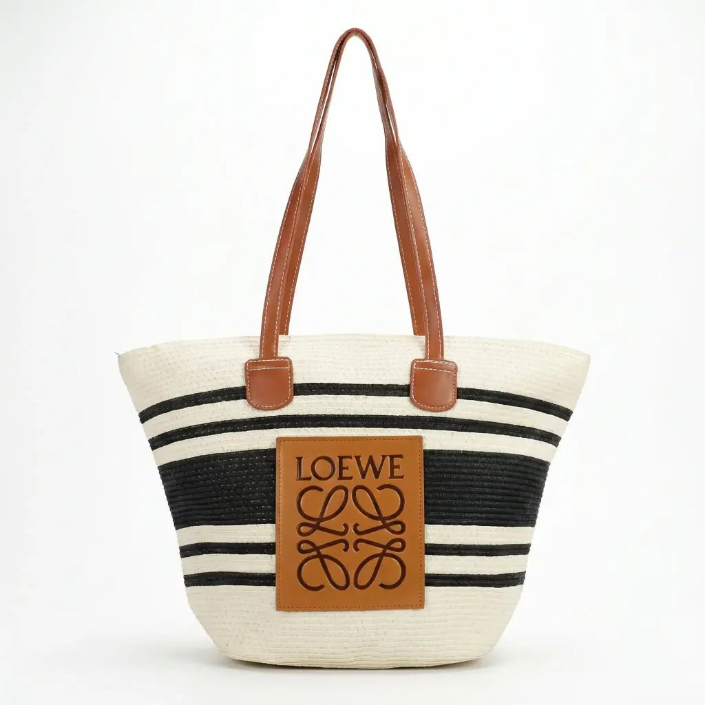 Bolso Cesta Rigida Mediano (Inspiración Loewe) Color Blanco y Negro 01.webp
