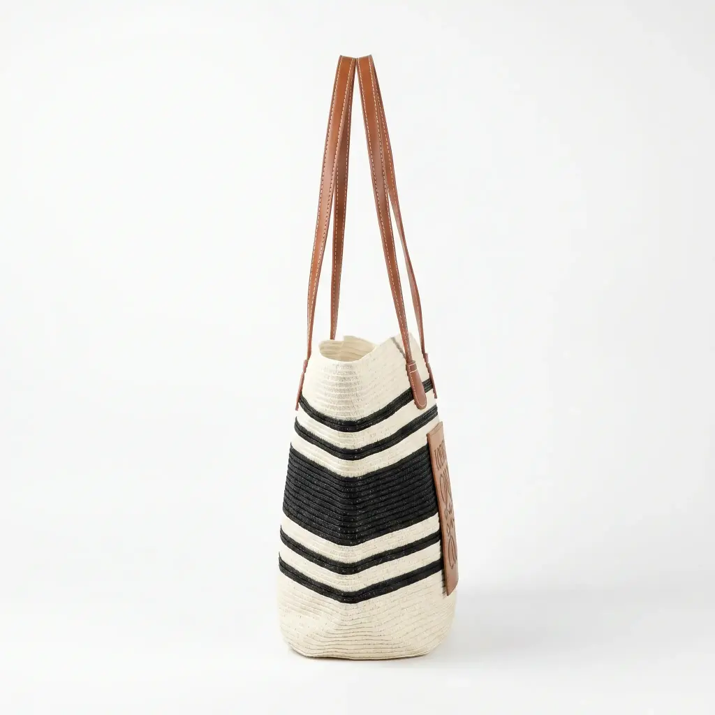 Bolso Cesta Rigida Mediano (Inspiración Loewe) Color Blanco y Negro 04.webp