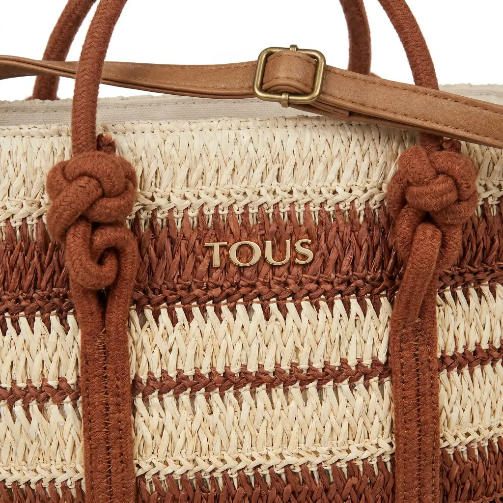 Bolso de Rafia Trenzada Lineas Color (Inspiración Tous) Color Tierra 02.webp