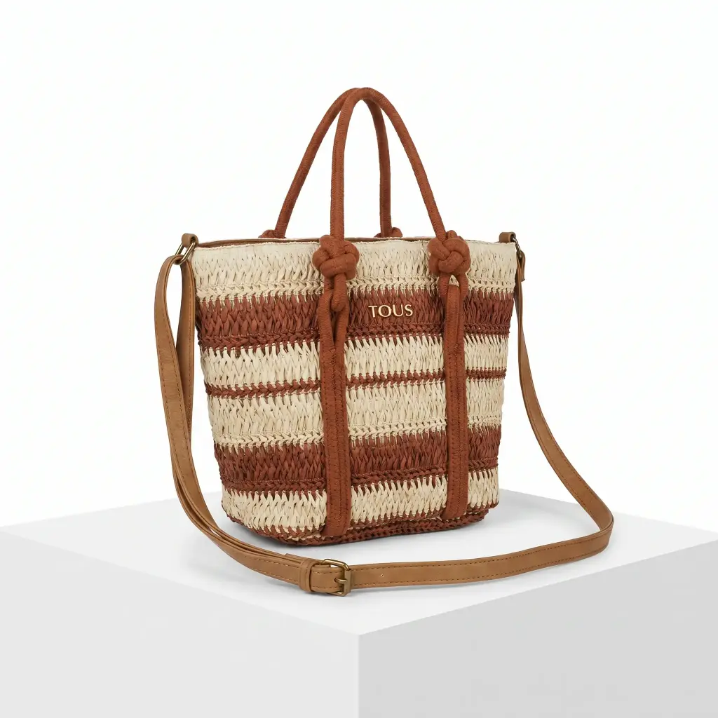 Bolso de Rafia Trenzada Lineas Color (Inspiración Tous) Color Tierra 03.webp