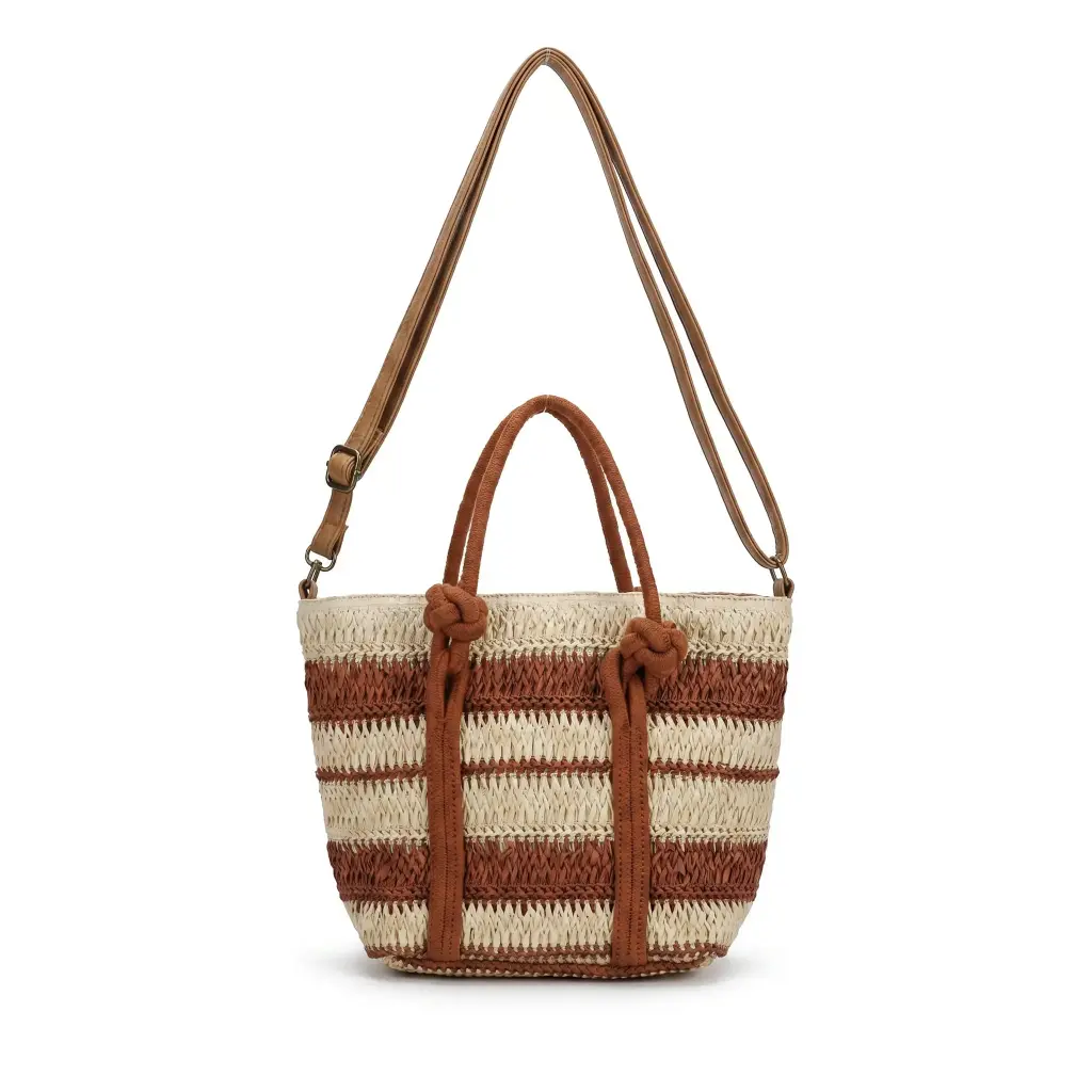 Bolso de Rafia Trenzada Lineas Color (Inspiración Tous) Color Tierra 05.webp