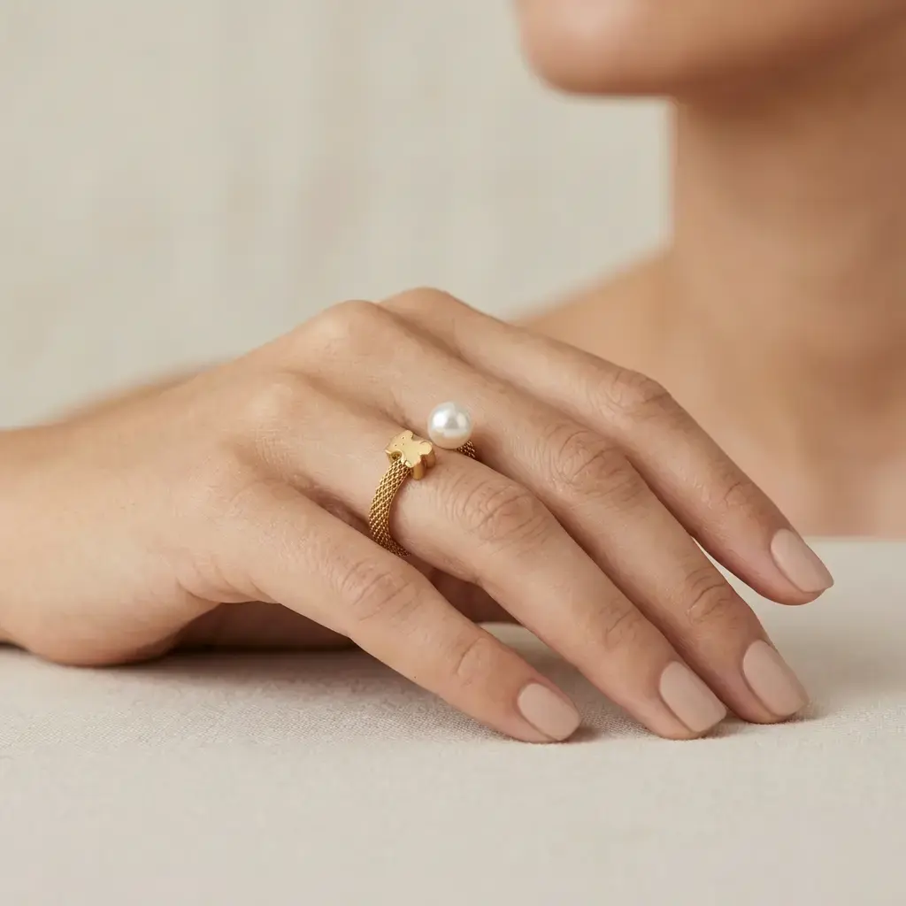 Anillo abierto Icon Mesh motivo oso (Inspiración Tous) 05.webp
