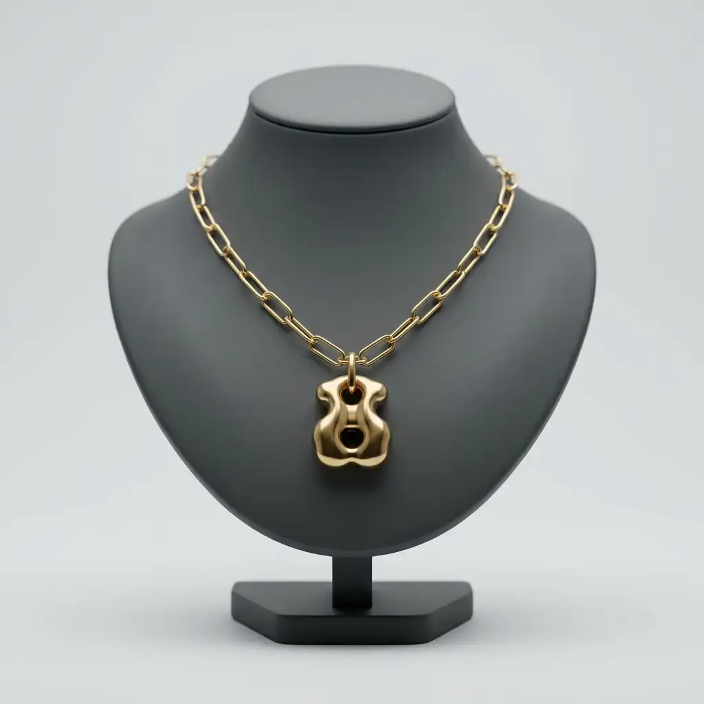 Colgante de eslabones con osos (Inspiración Tous) Dorado 01.webp