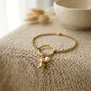 Pulsera con colgante de oso y perla (Inspiración Tous) Dorado 01.webp