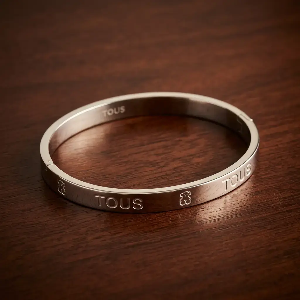 Pulsera rígida grabada (Inspiración Tous) Plata 04.webp